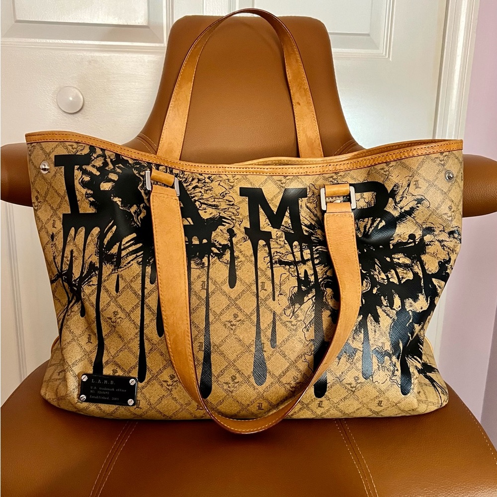 L.A.M.B. Gwen Stefani Original PVC/Leather Tan Bag Tote